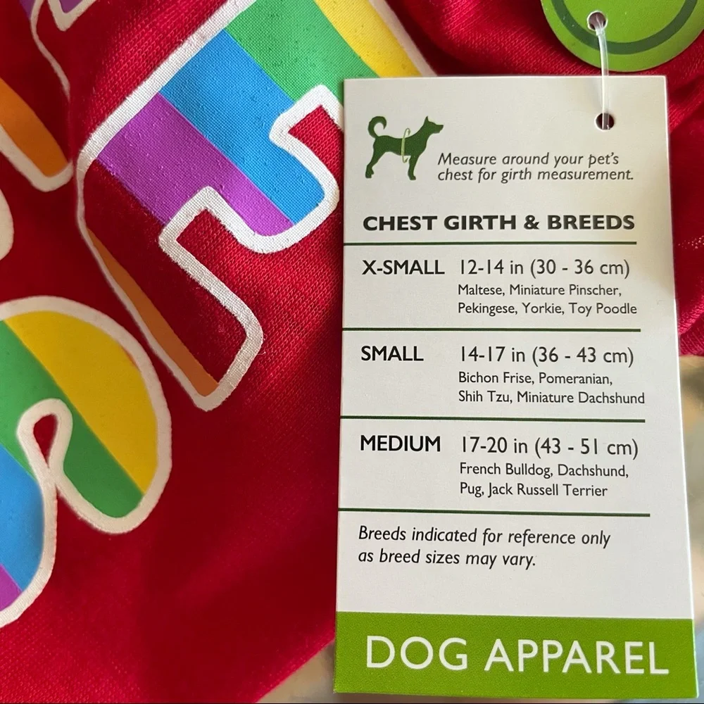 Free Hugs Pet Top Red with Rainbow lettering